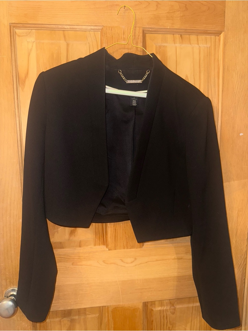 White House Black Market Cropped Chain Detail Blazer Black